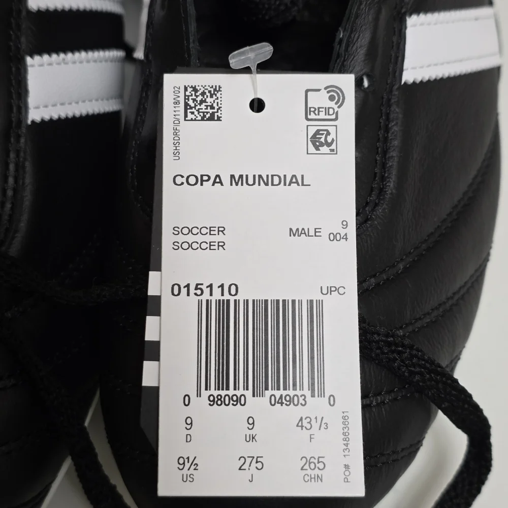Adidas COPA MUNDIAL Soccer Cleats Mens Size 9.5 Made in Germany Black 015110 New